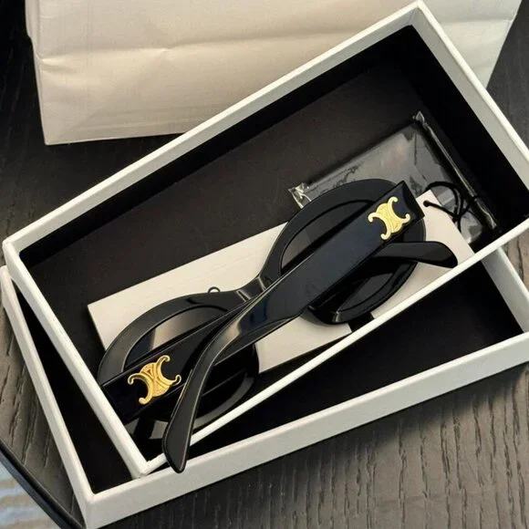 Celine Triomphe Oval Black Sunglasses - Picture 5 of 7